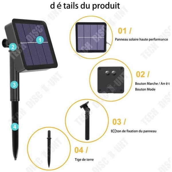 TD® [2 set] Utomhus solar String Lights, 20m 200 LED Vattentät 4 färger juldekorationsljus