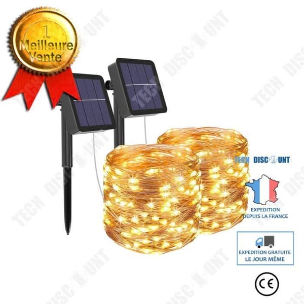 TD® [2 set] Utomhus solar String Lights, 20m 200 LED Vattentät 4 färger juldekorationsljus
