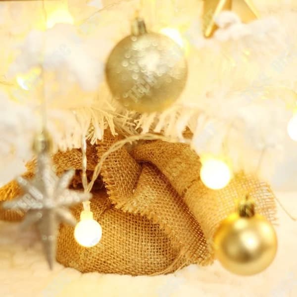 TD® Juldekorationer Vit PVC flockande mini julgran Desktop Ornament Set