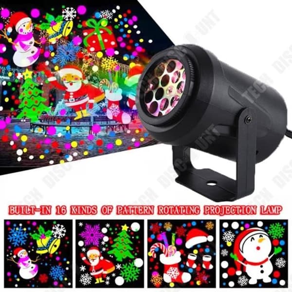 TD® LED16 Snowflake Mönster Projektionsljus Jul snöstorm Roterande dekorativt ljus Nattljus Fest Laser Scenljus