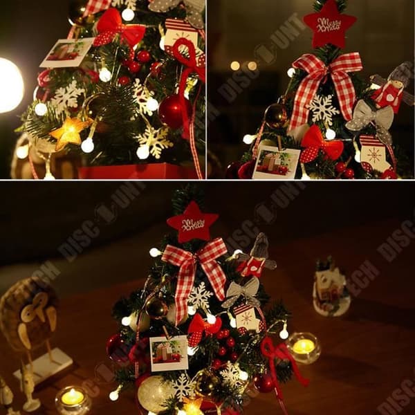 TD® Christmas Mini Liten julgransprydnad med ljus 50cm Skrivbord Julgran Röd Set