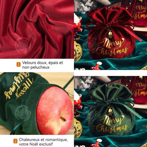 INN julförpackning 1 set med 4 olika stilar Creative Christmas Velvet Apple Bag dekorerad med utsökta pärlor och klockor