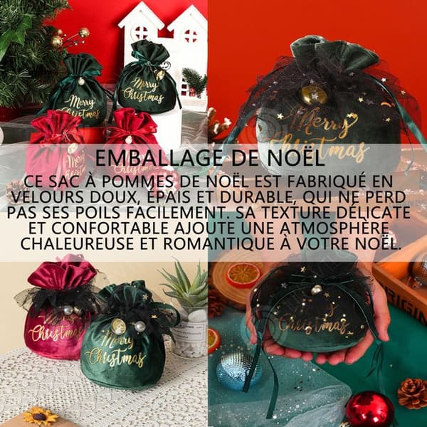 INN julförpackning 1 set med 4 olika stilar Creative Christmas Velvet Apple Bag dekorerad med utsökta pärlor och klockor