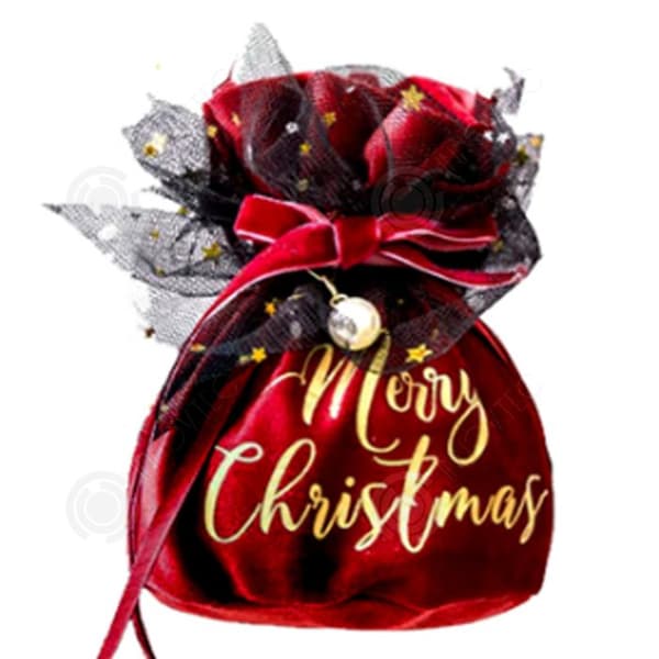 INN julförpackning 1 set med 4 olika stilar Creative Christmas Velvet Apple Bag dekorerad med utsökta pärlor och klockor