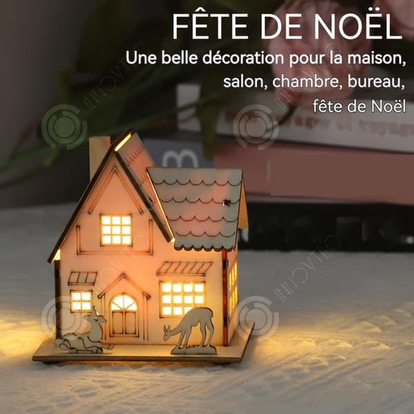 INN Luminous Christmas village 2st LED trä julby hus miniatyr julby dekoration bord och julgran