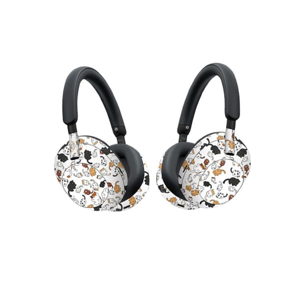 INF Snygg klistermärke i PVC för Sony WH-1000XM5 hörlurar Vit / Mörk beige