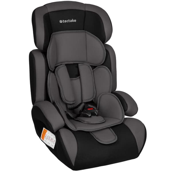 Bilbarnstol 9-36 kg, justerbar höjd, extra mjuk - svart/grå
