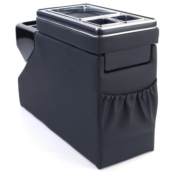 Midterkonsol - til VW Bus T5 7E/7F/7J/7H fra 04/2003, T6 SH/SG fra 04/2015 transporter/multivan - 51x18x35cm - kunstlæder - sort