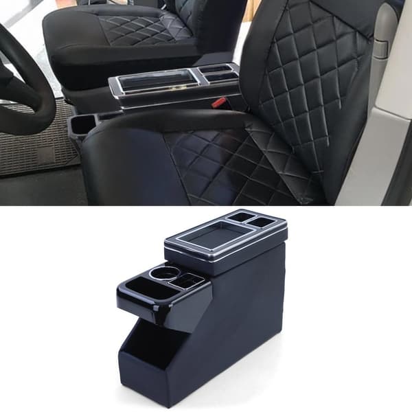 Midterkonsol - til VW Bus T5 7E/7F/7J/7H fra 04/2003, T6 SH/SG fra 04/2015 transporter/multivan - 51x18x35cm - kunstlæder - sort