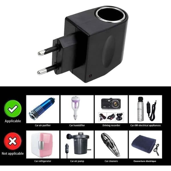Bilströmadapter, AC till DC Power Voltage Converter, 220V till 12V Cigarettändaradapter, 6W