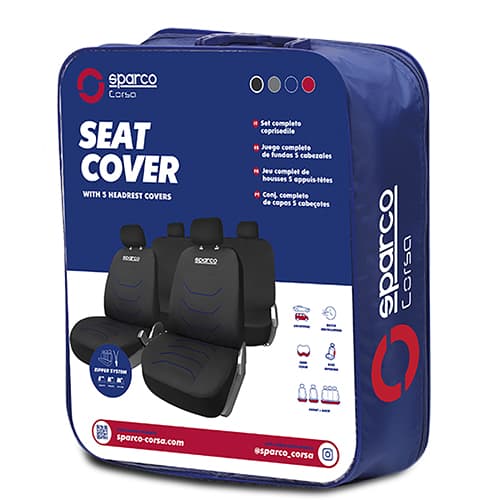 Sparco bilstolsöverdrag - Svart / Blå