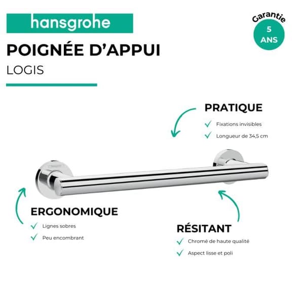 Kromstödhandtag - HANSGROHE - Logis Universal - Vit - krom