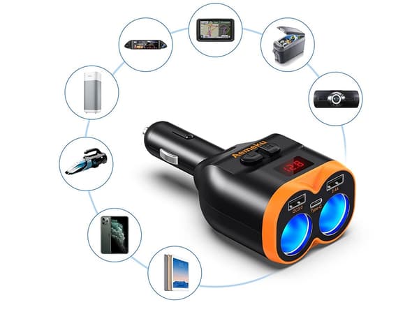 Cigarettuttag Splitter 12-24v - USB-C
