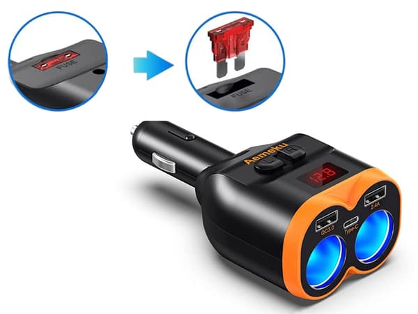 Cigarettuttag Splitter 12-24v - USB-C