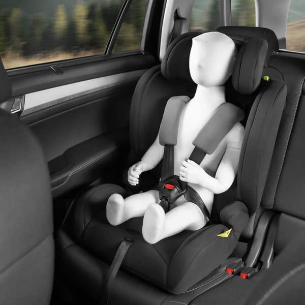 Bilbarnstol Emely, 5-punktsbälte, i-Size godkänd, med ISOFIX - mörkgrå/svart