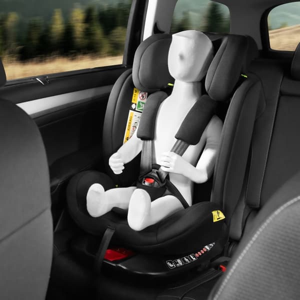 Roterbar bilbarnstol Linus, i-Size godkänd, ISOFIX - ljusgrå/svart