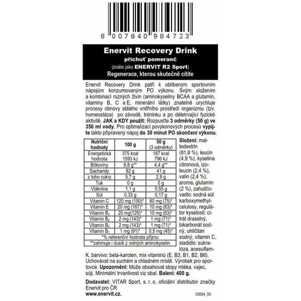 Återhämtningsdryck Enervit R2 (400 g) apelsin