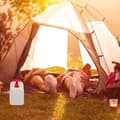 Miniatyrbild 2 av 6: Relaxdays vattenkanister med kran, skruvkåpa, campingvattenbehållare, 23 L, BPA-fri, vit-röd