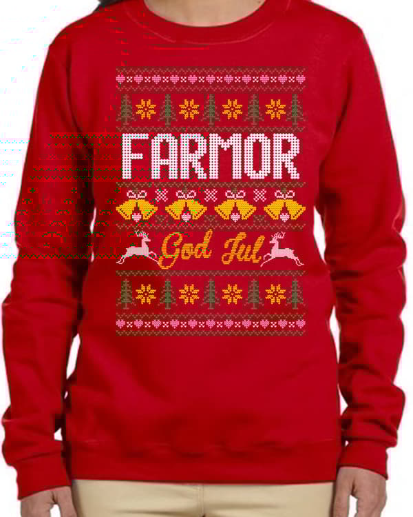 Farmor Jultröja - Christmas jumper stil röd sweatshirt