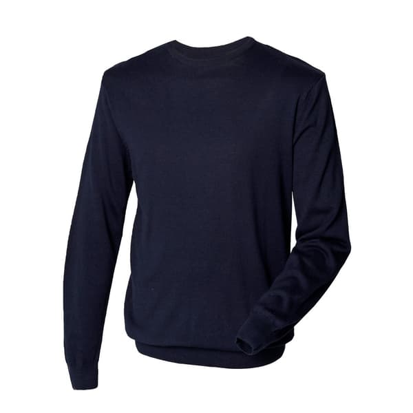 Henbury Mens Crew Neck 12 Gauge Fine Knit Jumper / Sweatshirt