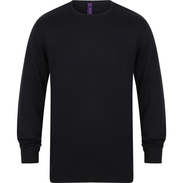 Henbury Mens Crew Neck 12 Gauge Fine Knit Jumper / Sweatshirt