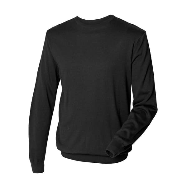 Henbury Mens Crew Neck 12 Gauge Fine Knit Jumper / Sweatshirt