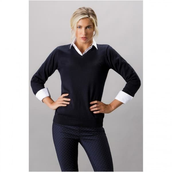 Kustom Kit Ladies Arundel långärmad tröja med V-ringning med lång ärm