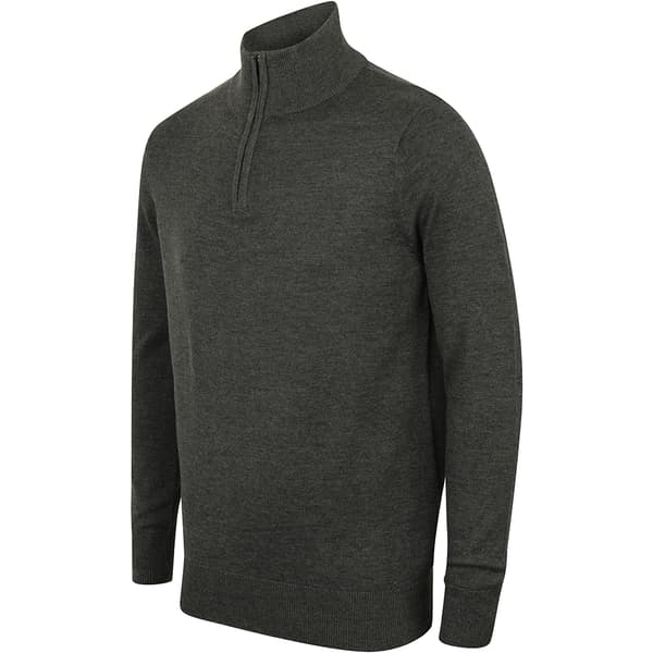 Henbury Herre 1/4 Zip langærmet trøje med lang ærme