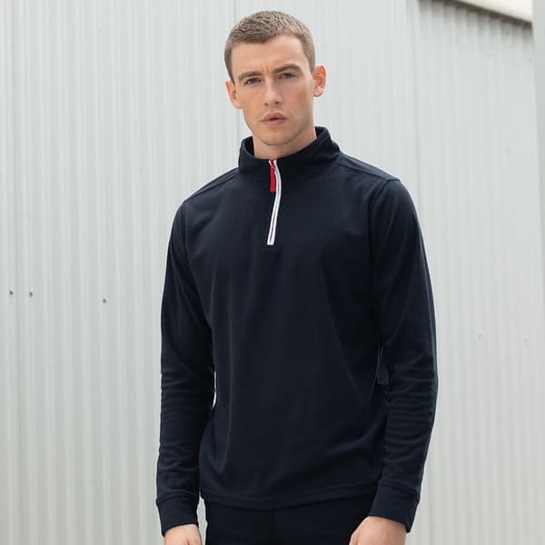 Finden & Hales Mens 1/4 Zip Long Sleeve Piped Fleece Top
