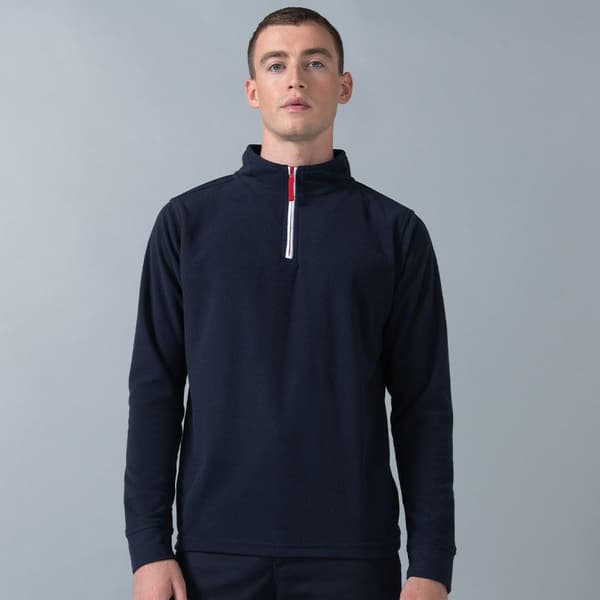 Finden & Hales Mens 1/4 Zip Long Sleeve Piped Fleece Top
