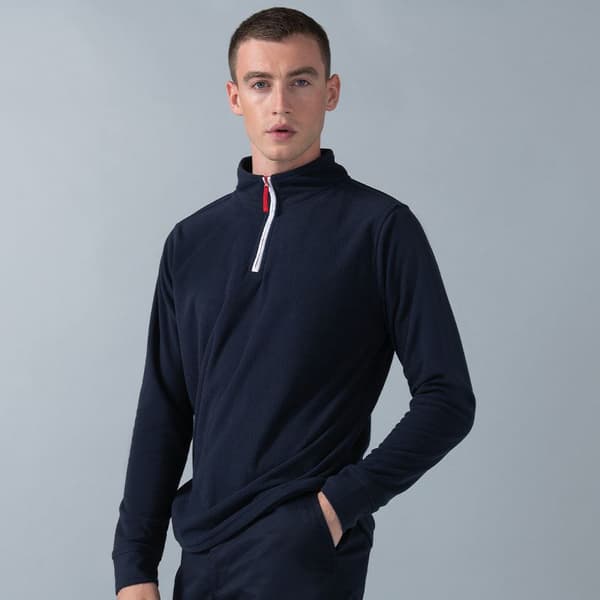 Finden & Hales Mens 1/4 Zip Long Sleeve Piped Fleece Top