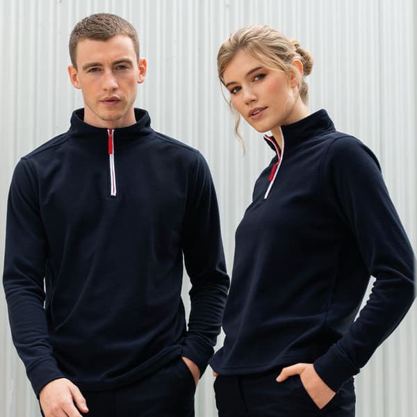 Finden & Hales Mens 1/4 Zip Long Sleeve Piped Fleece Top