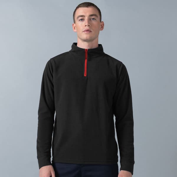 Finden & Hales Mens 1/4 Zip långärmad Piped Fleece Top