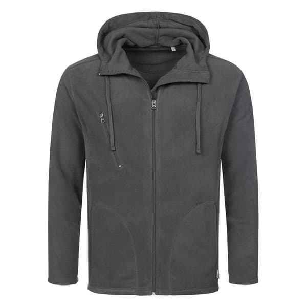 Stedman Mens Active Hooded Fleece Jacket Grey Steel 2XL
