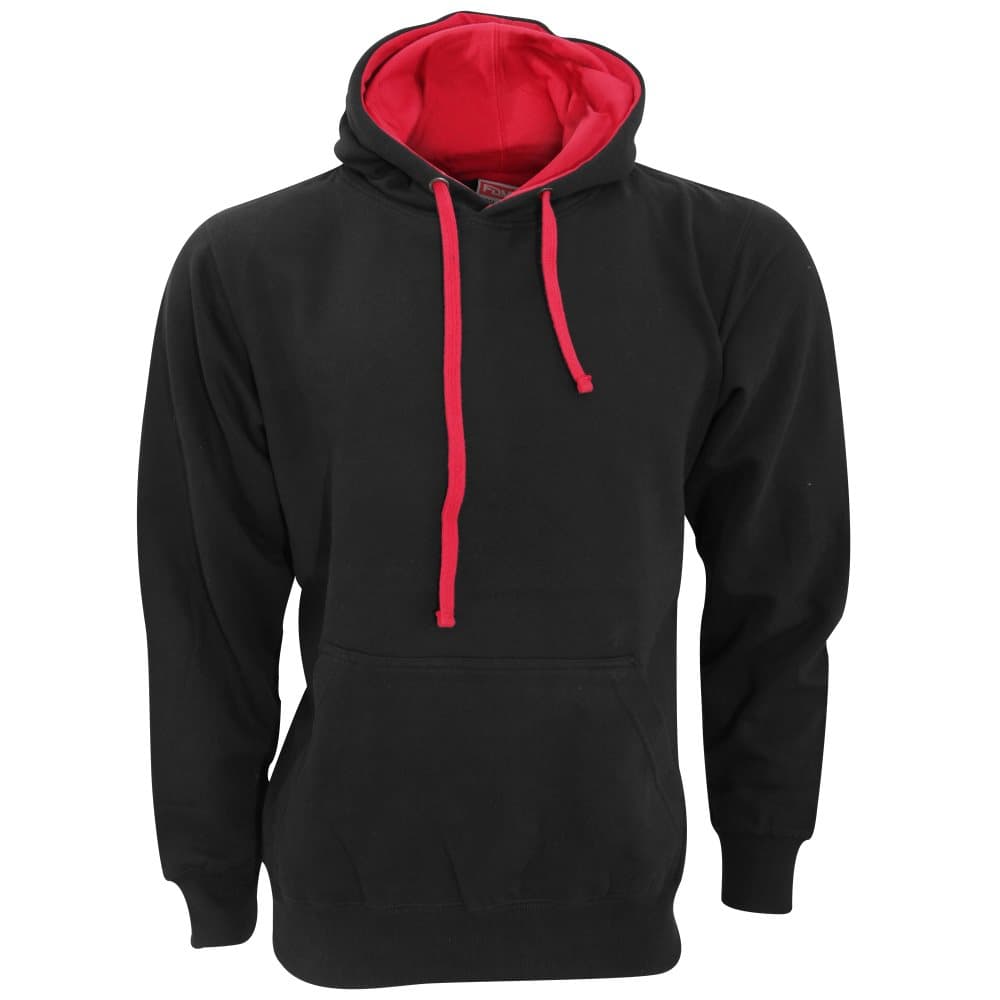 FDM Unisex kontrastfärgad huvtröja/hoodie med huva (300 GSM)