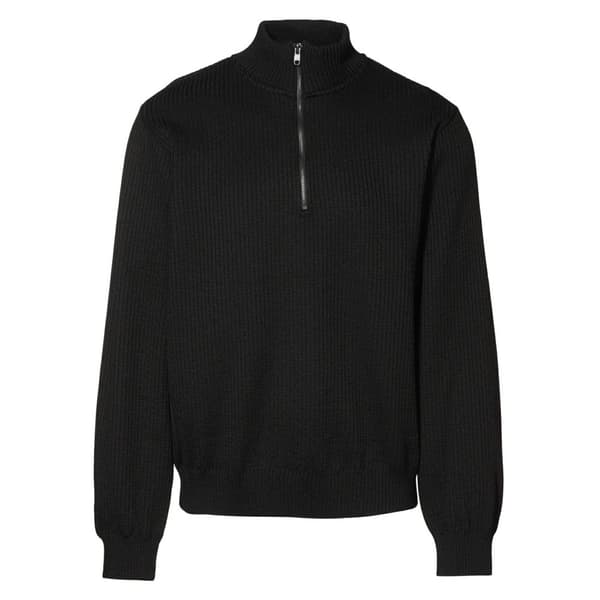 ID Strikket halv lynlås pullover Fleece til mænd Black 4XL