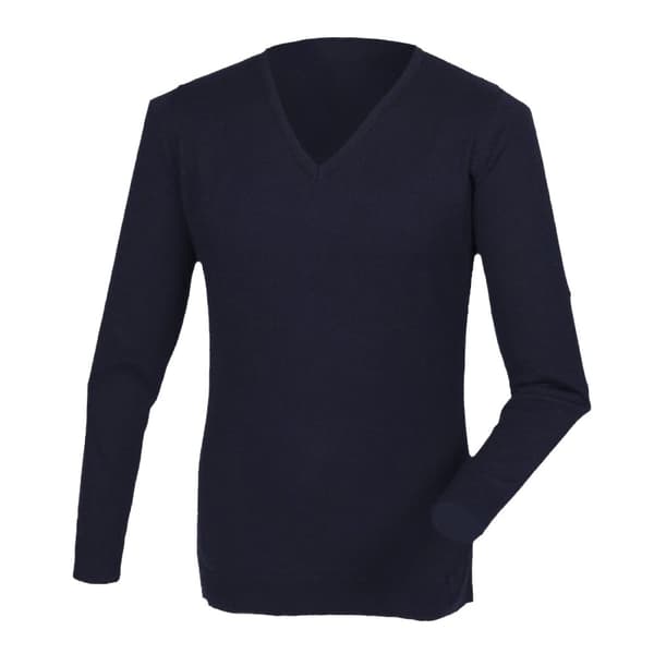 Henbury Mens Cashmere Touch Acrylic V-Neck Jumper / Knitwear