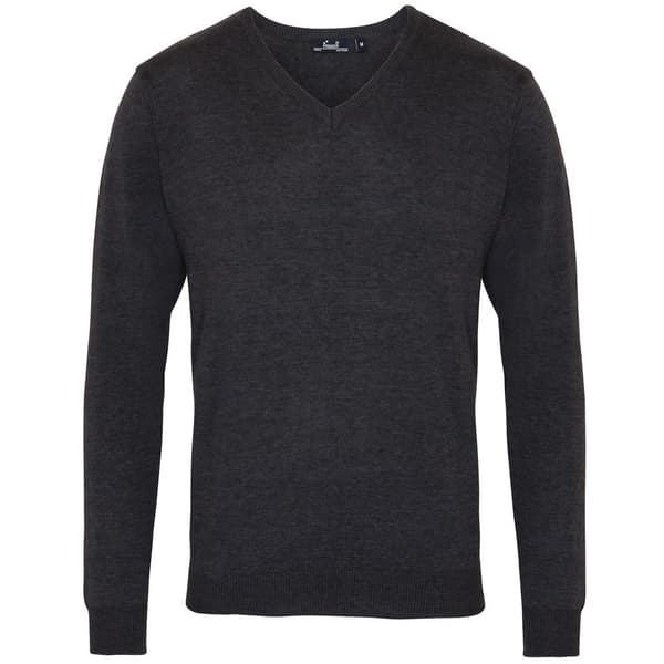 Premier V-ringad stickad tröja för män Charcoal 2XL