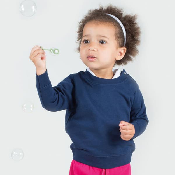 Larkwood Baby Unisex Crew Neck Sweatshirt With Shoulder Poppers