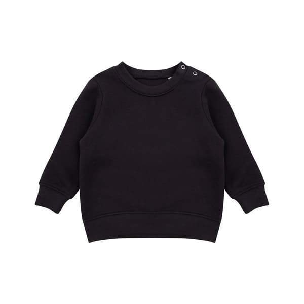 Larkwood Baby Unisex Crew Neck Sweatshirt With Shoulder Poppers Black 12/18mths