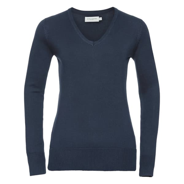 Russell Collection Ladies/Womens V-ringad stickad tröja med V-ringning