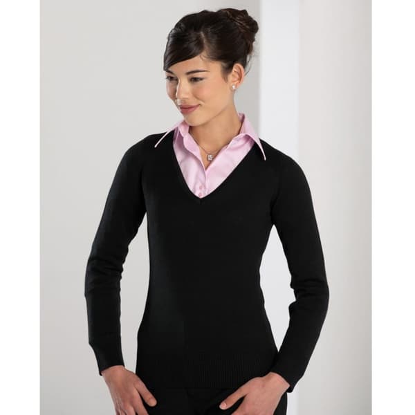 Russell Collection Ladies/Womens V-ringad stickad tröja med V-ringning