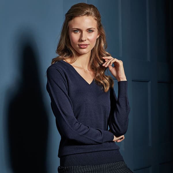 Premier Kvinder/Damer V-hals strikket sweater / top