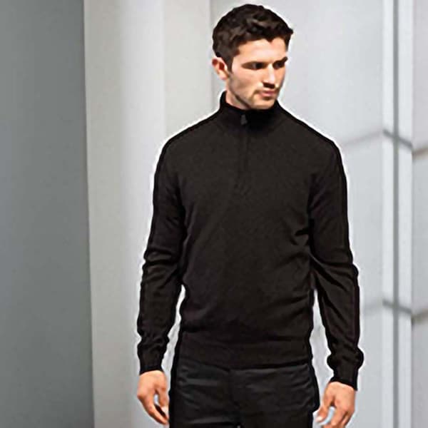 Premier Mens 1/4 Zip Neck Knitted Sweater