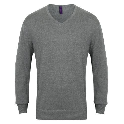 Bild av Henbury Herr 12 Gauge Fine Stickad V-Neck tröja / tröja