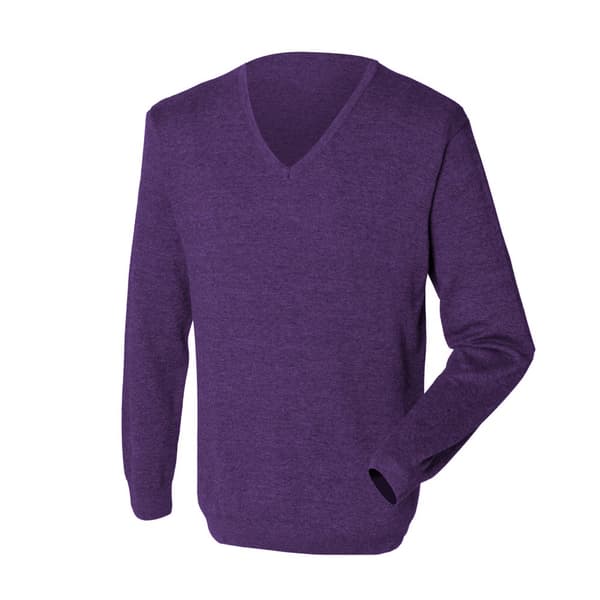 Henbury Herre 12 Gauge finstrikket V-hals trøje / sweatshirt