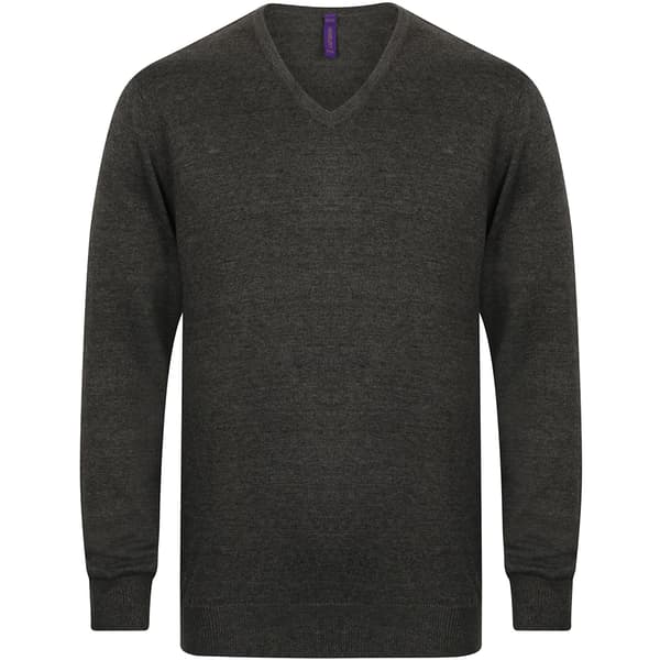 Henbury Herre 12 Gauge finstrikket V-hals trøje / sweatshirt