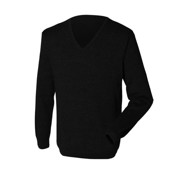 Henbury Herre 12 Gauge finstrikket V-hals trøje / sweatshirt