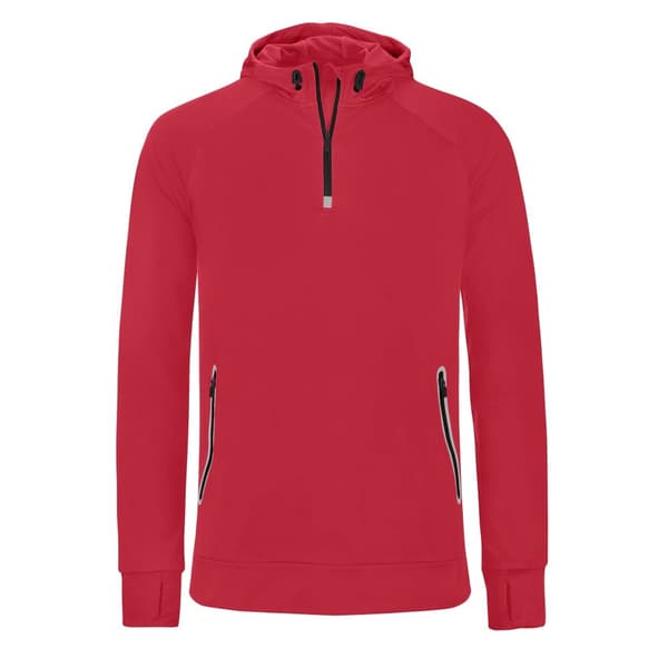 Proact Mens Hooded Zip Neck Sweatshirt Red M