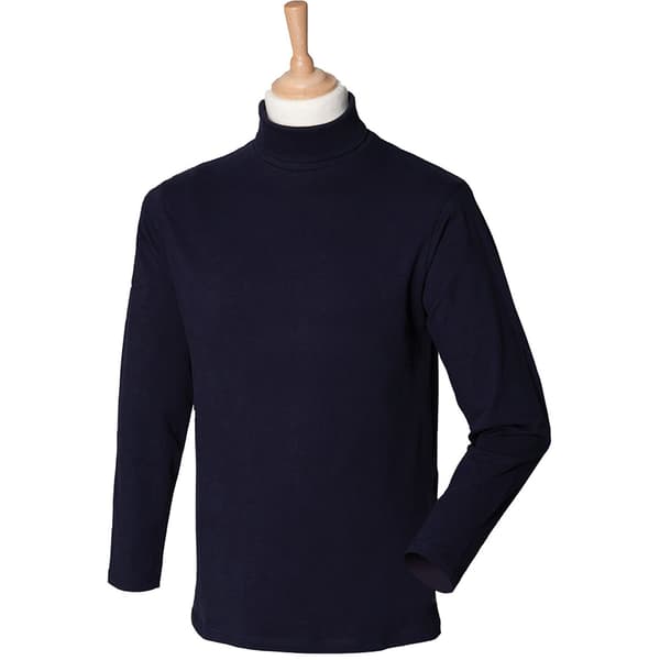 Henbury Herre langærmet bomuldsrigt bomuldsrigt top / sweatshirt med rullekrave